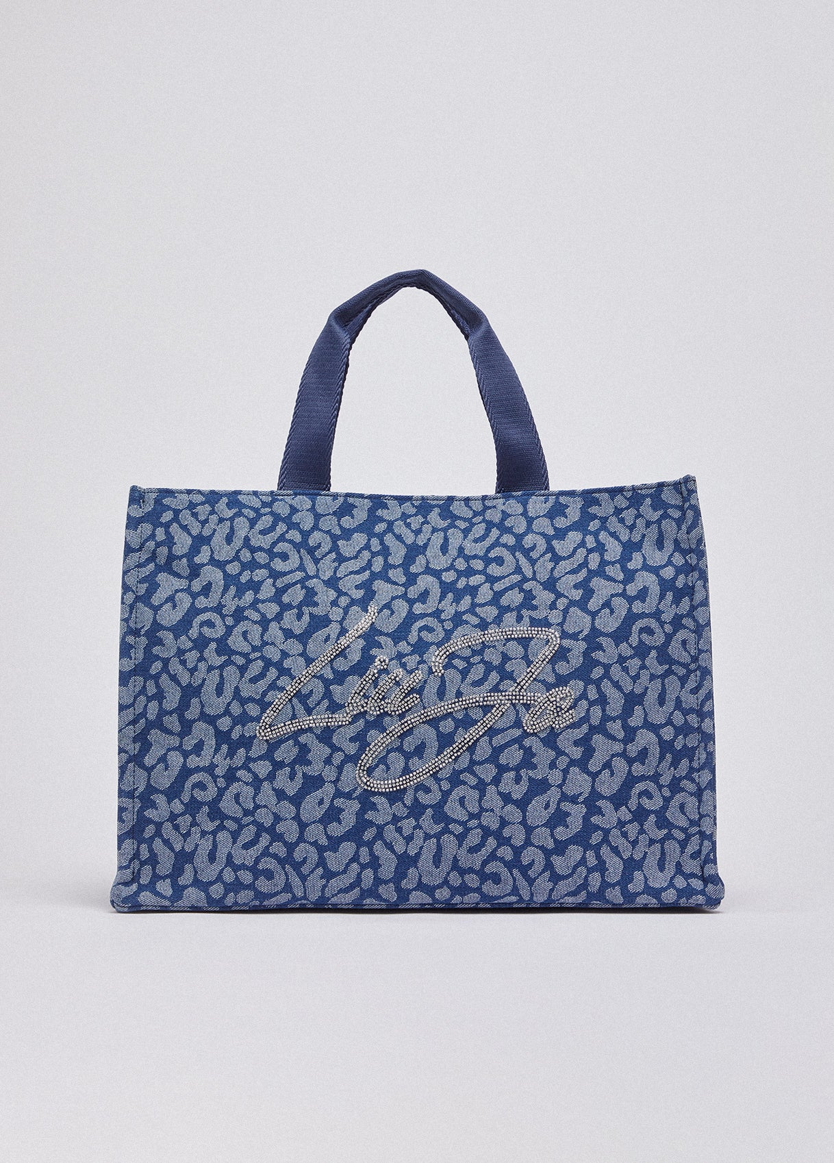 Tote bag grande in denim animalier