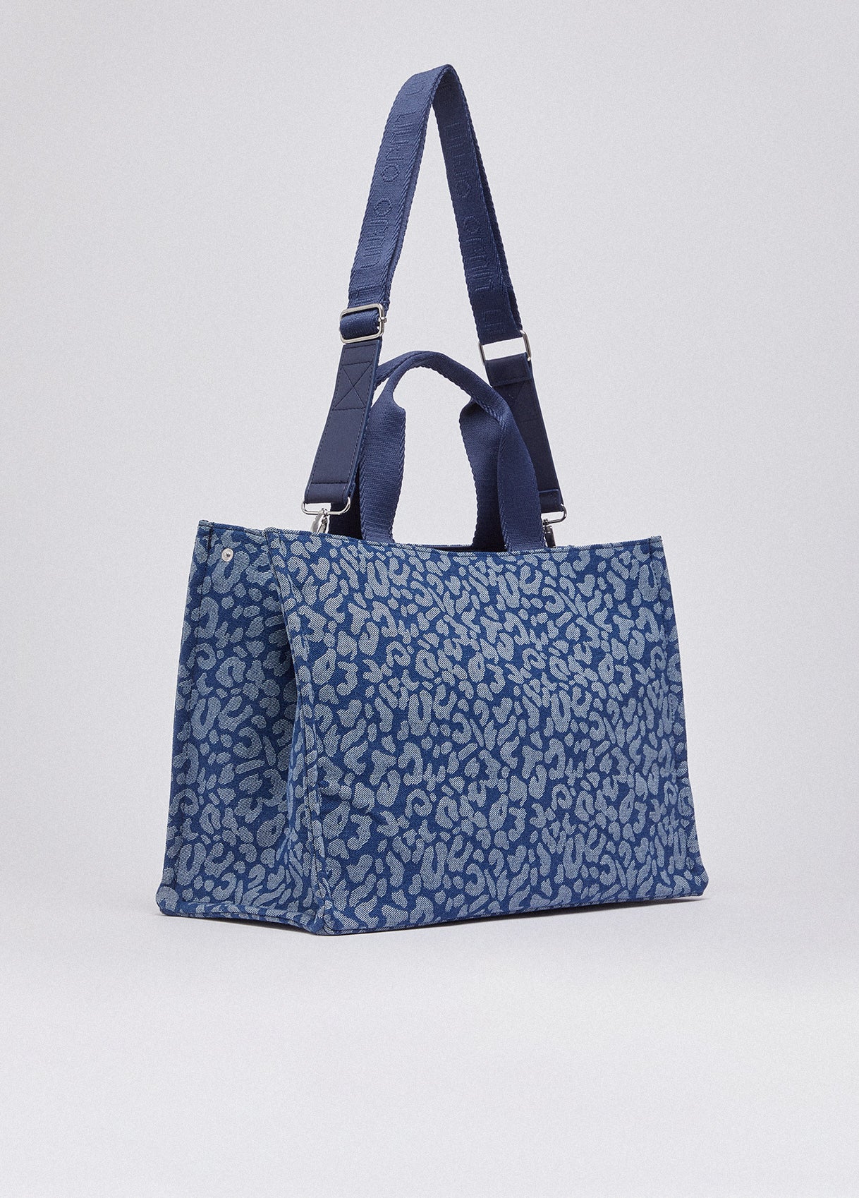 Tote bag grande in denim animalier