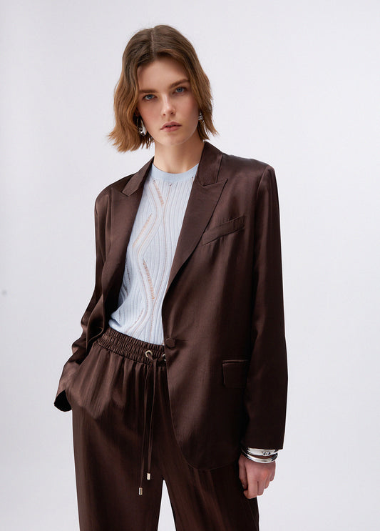 Blazer in raso con cintura