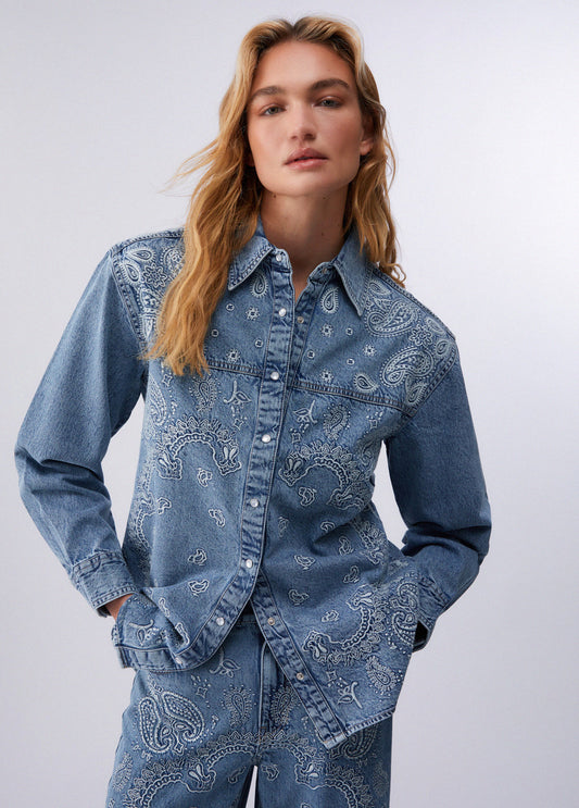 Camicia in denim con ricami