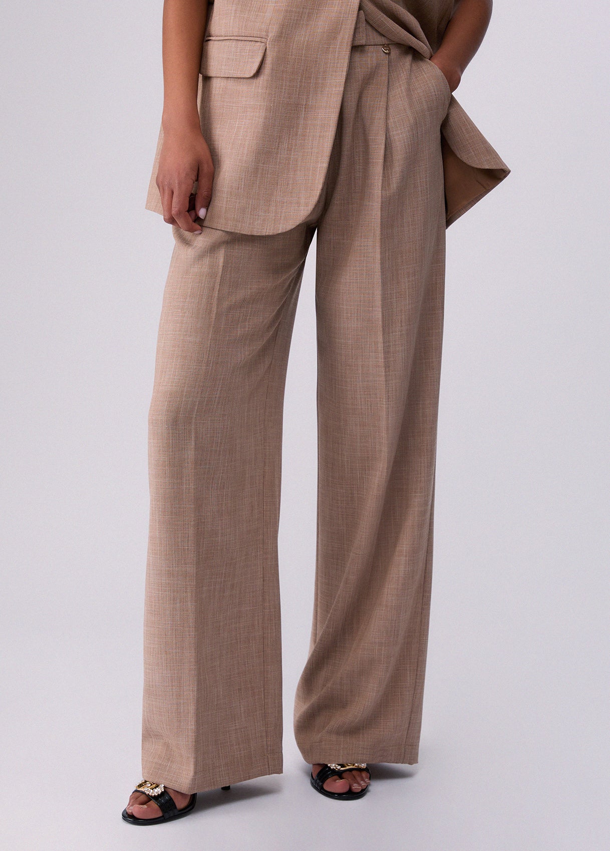 Pantaloni palazzo in tessuto mélange