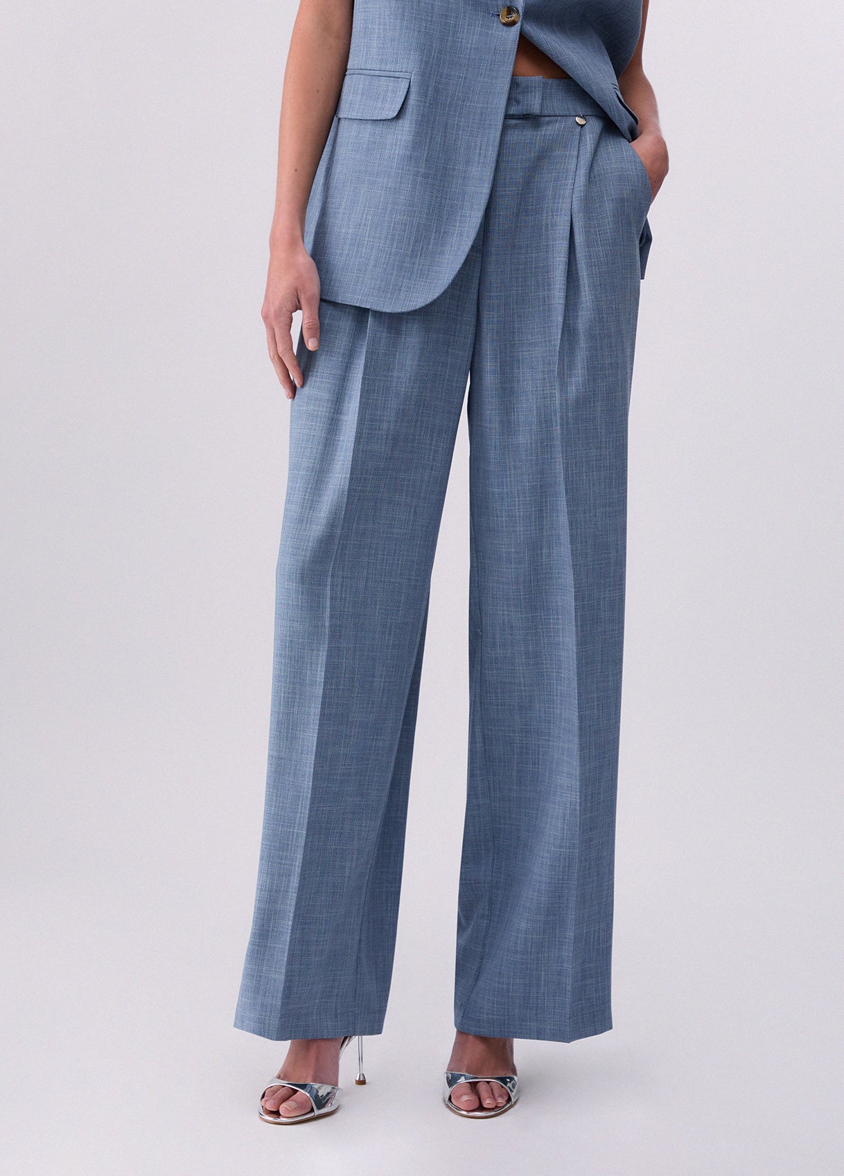 Pantaloni palazzo in tessuto mélange
