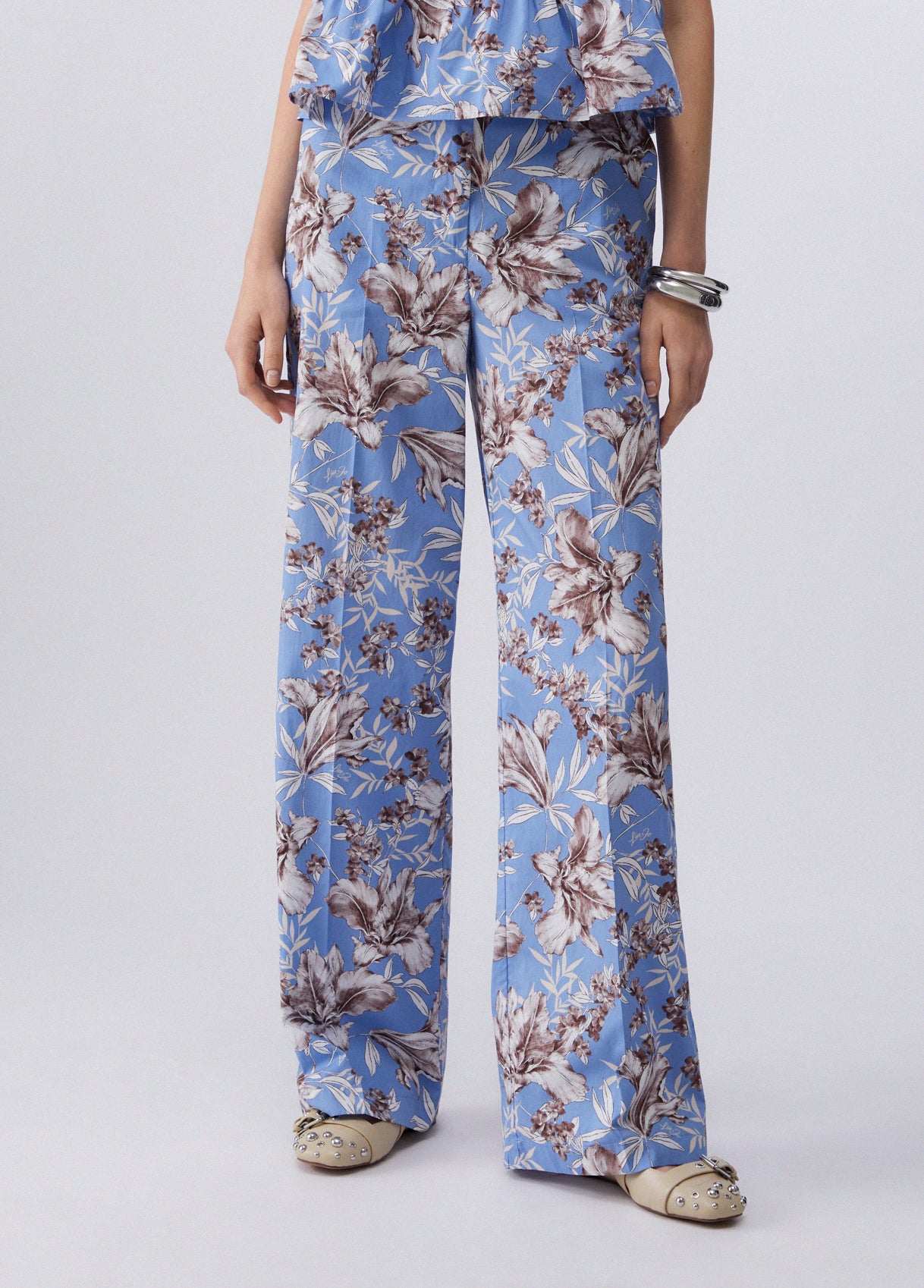 Pantalone palazzo in popeline