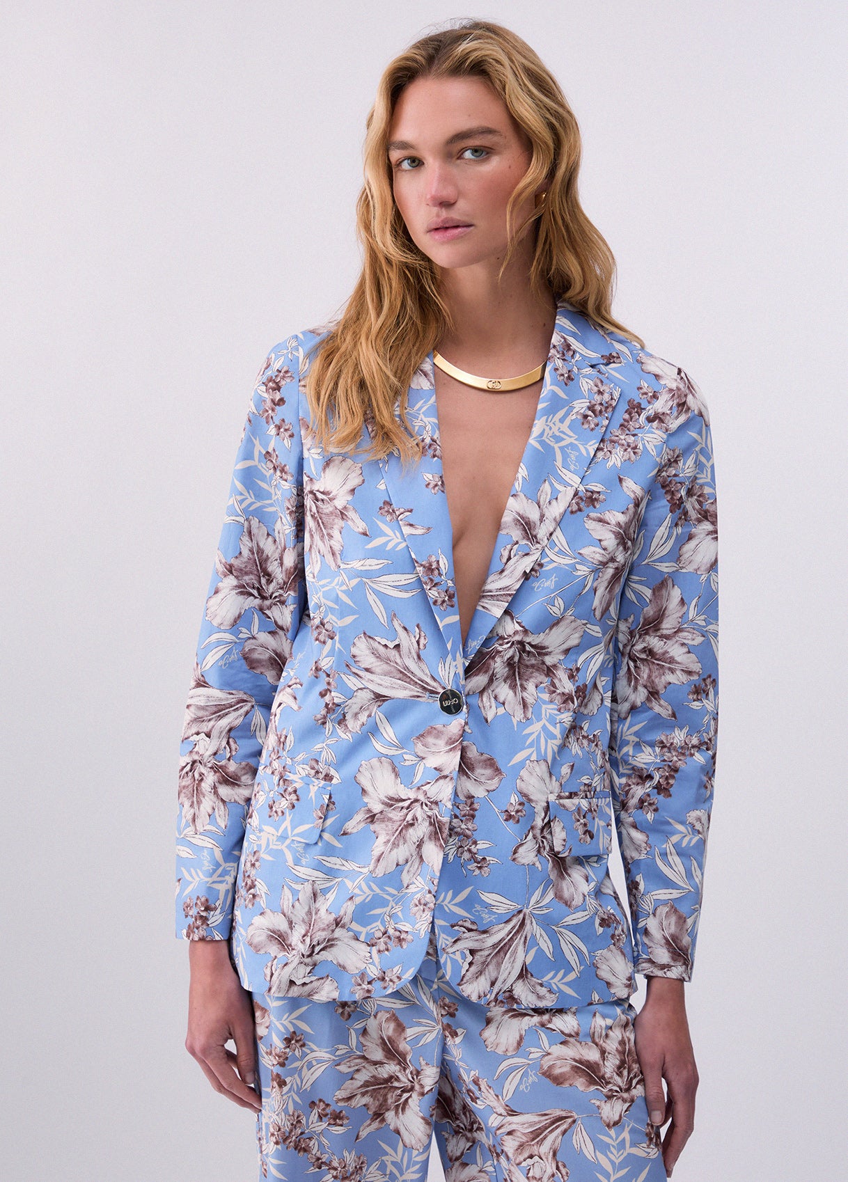 Blazer in popeline stampato