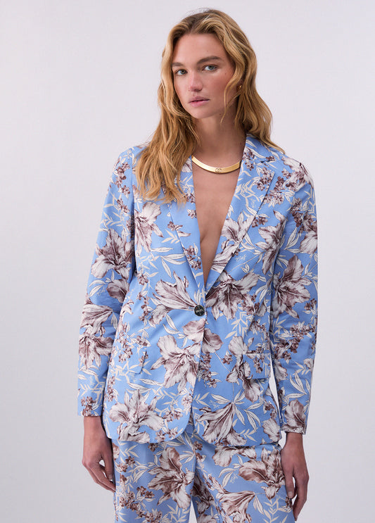 Blazer in popeline stampato