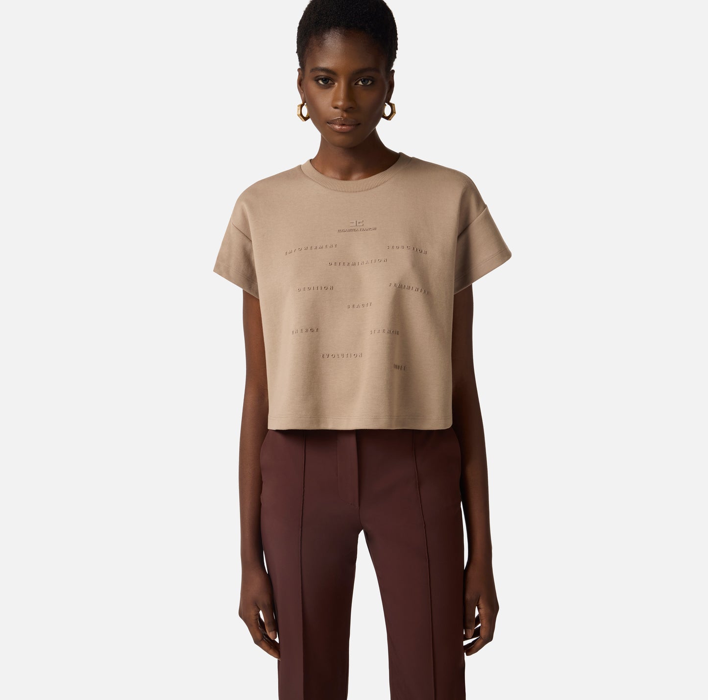 T-shirt in jersey con stampa lettering