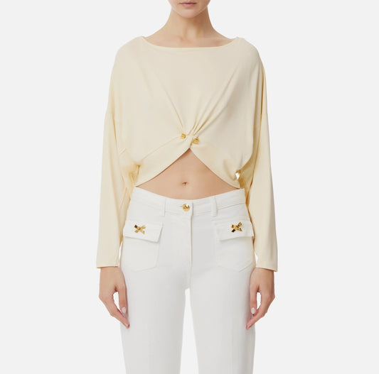 Maglia in jersey crêpe con piercing