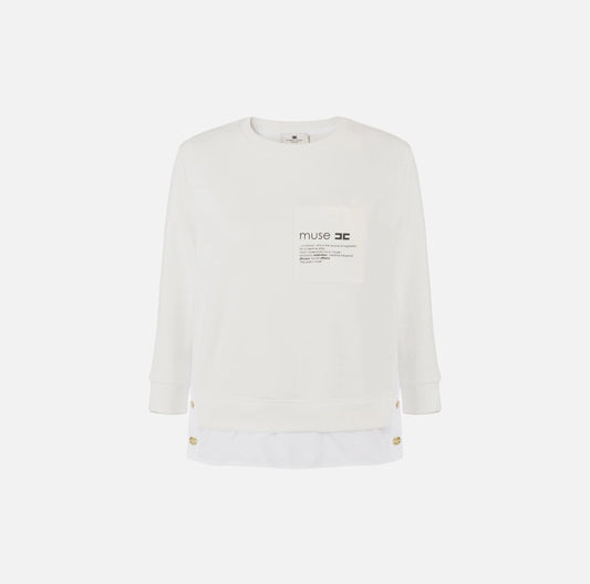 Maglia in felpa con dettagli in popeline