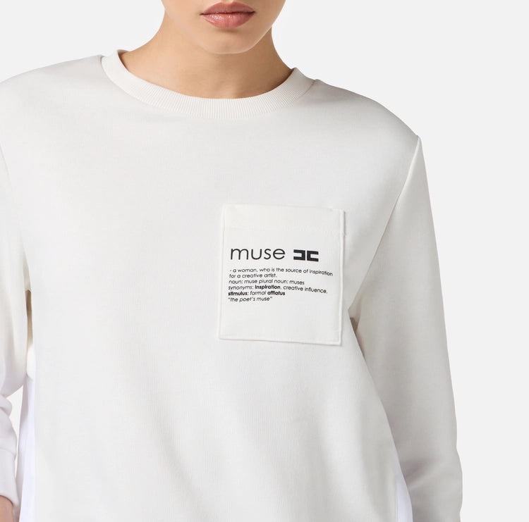 Maglia in felpa con dettagli in popeline