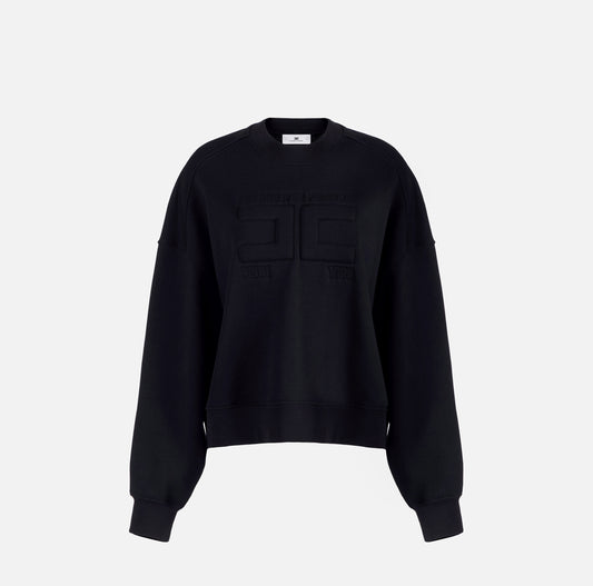 Felpa in cotone con logo embossed