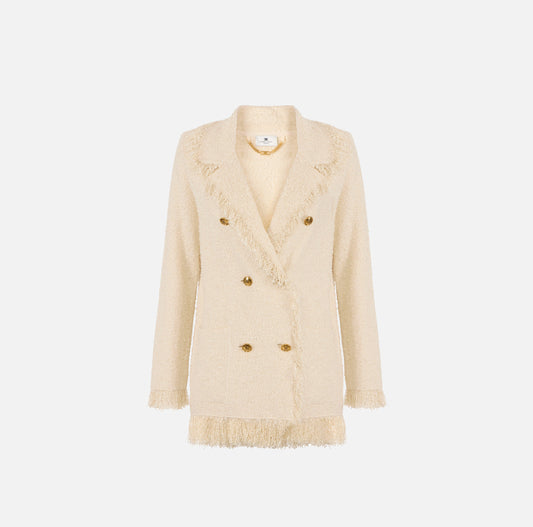 Giacca in maglia bouclé con frange