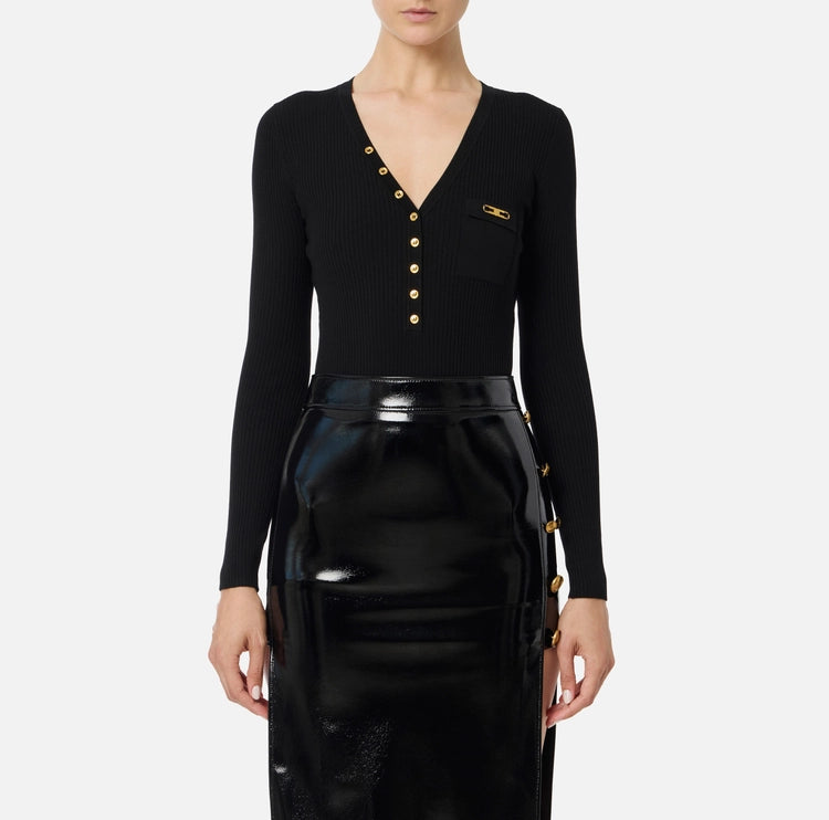 Maglia a costine con taschino