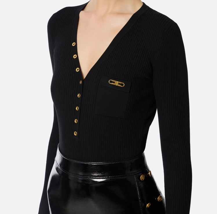 Maglia a costine con taschino