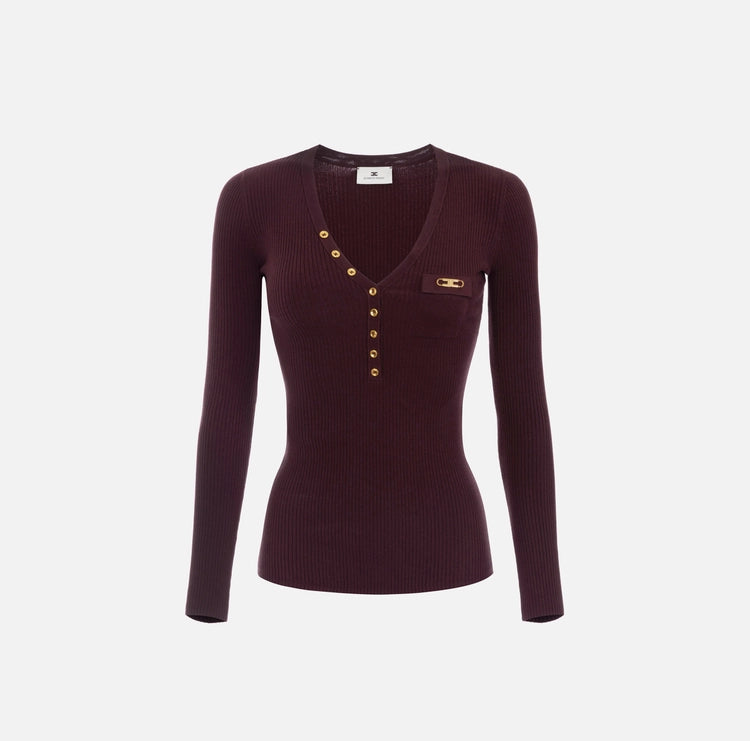 Maglia a costine con taschino