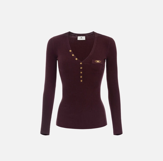 Maglia a costine con taschino