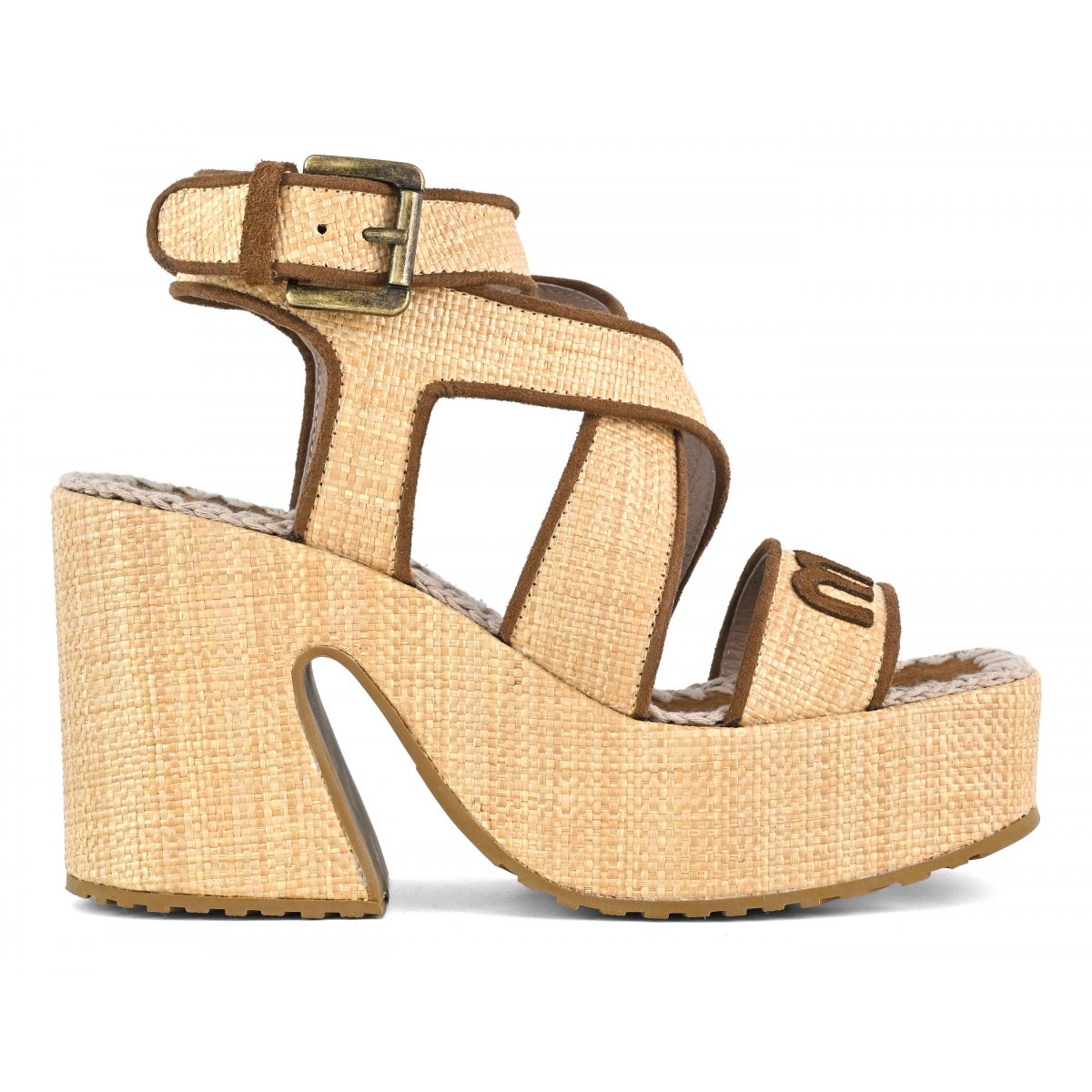 Raffia platform lace-up