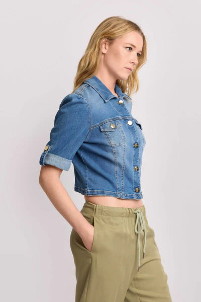 Giubbino cropper denim