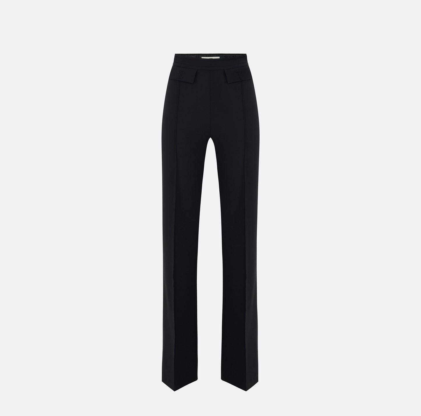 Pantaloni in doppio crêpe stretch con logo ricamato