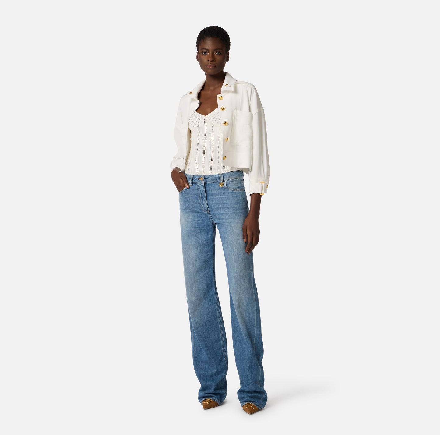 Jeans a palazzo con dettaglio logo