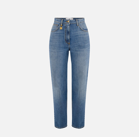 Jeans a ovetto con lucchetto gioiello