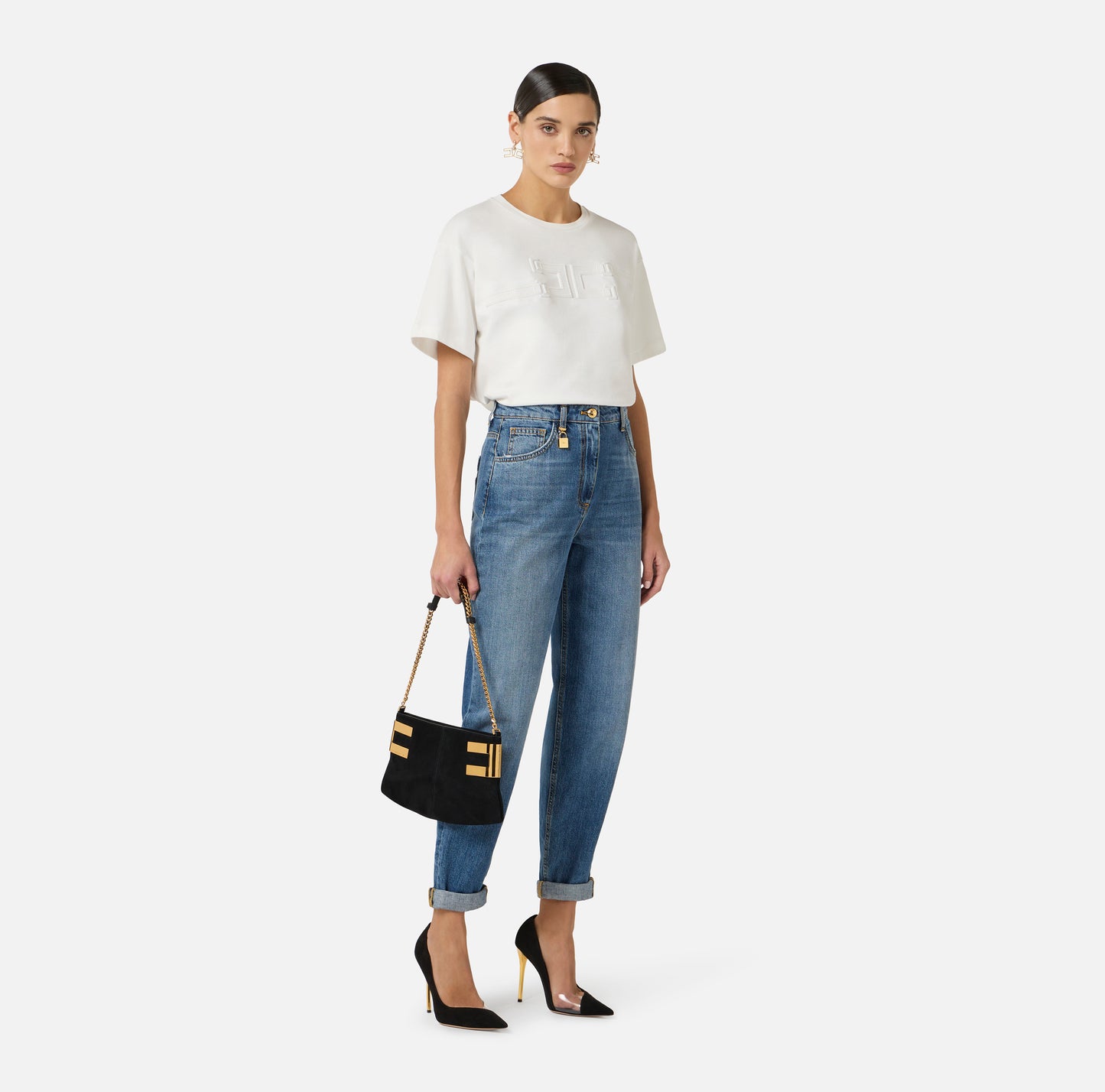Jeans a ovetto con lucchetto gioiello