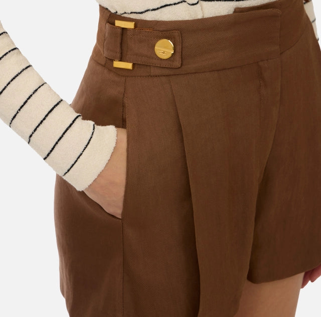 Shorts in misto lino con cinturini