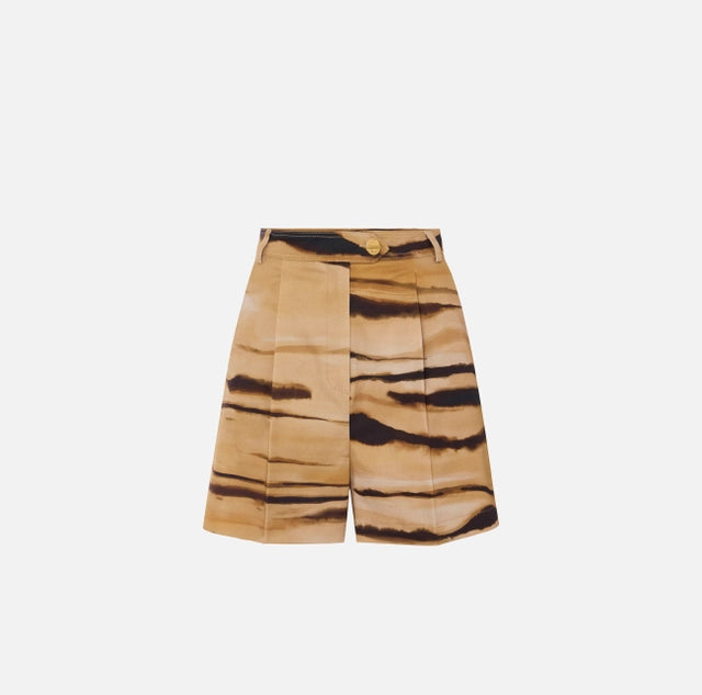 Shorts in drill con stampa tigre