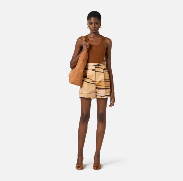 Shorts in drill con stampa tigre