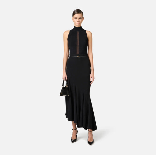 Top in viscosa con dettaglio in tulle