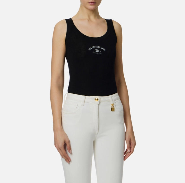 Top in maglia con logo