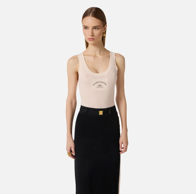 Top in maglia con logo