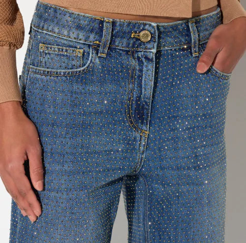 JEANS A PALAZZO CON STRASS