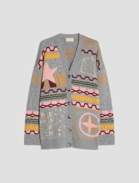 CARDIGAN IN JACQUARD CON RICAMI