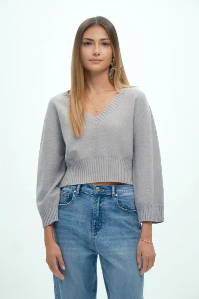 MAGLIA SCOLLO A V MICRO PAILLETTES