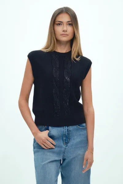 GILET CON TRECCE E STRASS