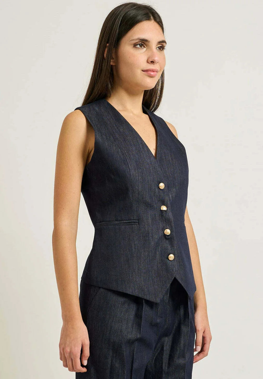 Gilet smanicato blu denim