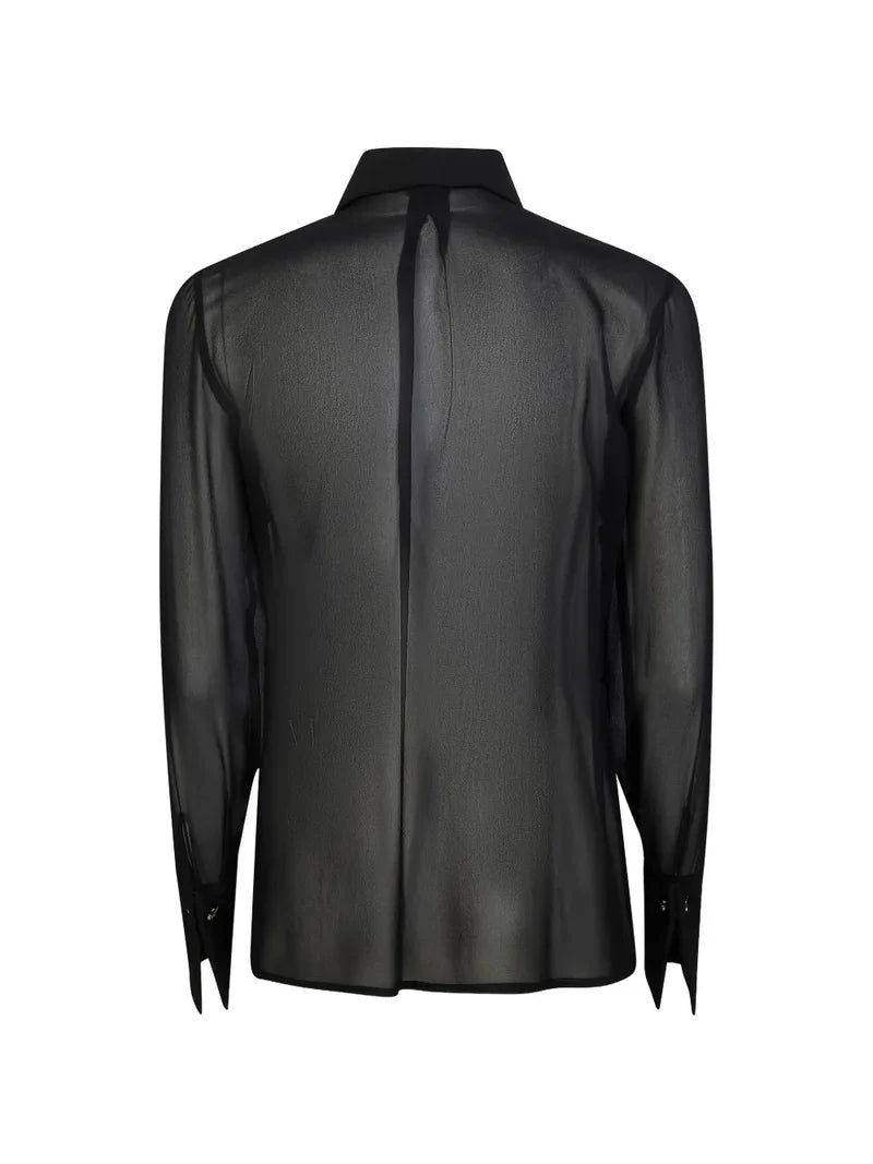 Camicia in georgette e crêpe con fusciacca