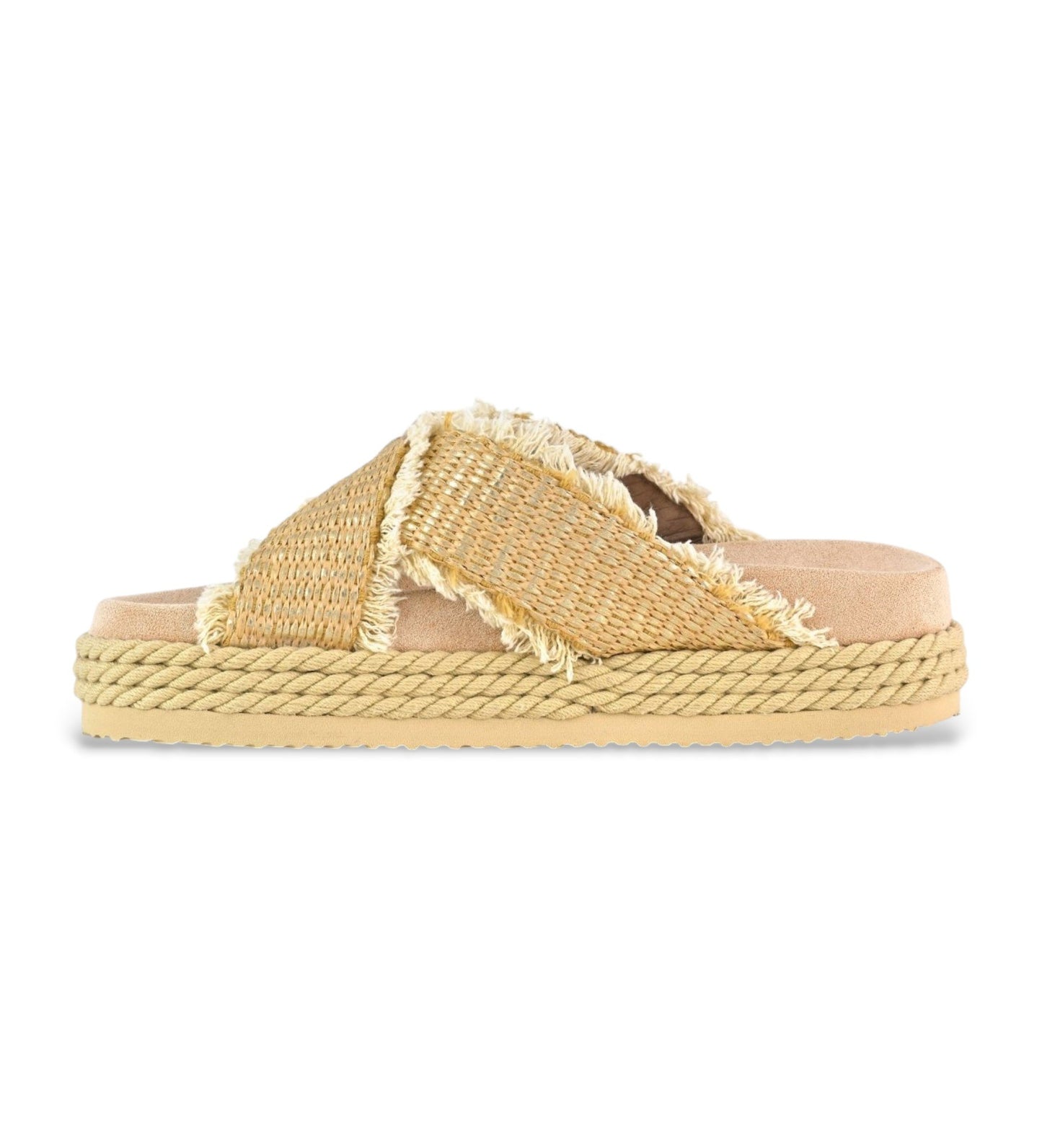 Criss-cross rope raffia sandal