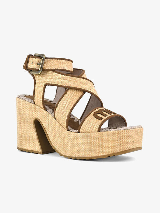 Raffia platform sandal