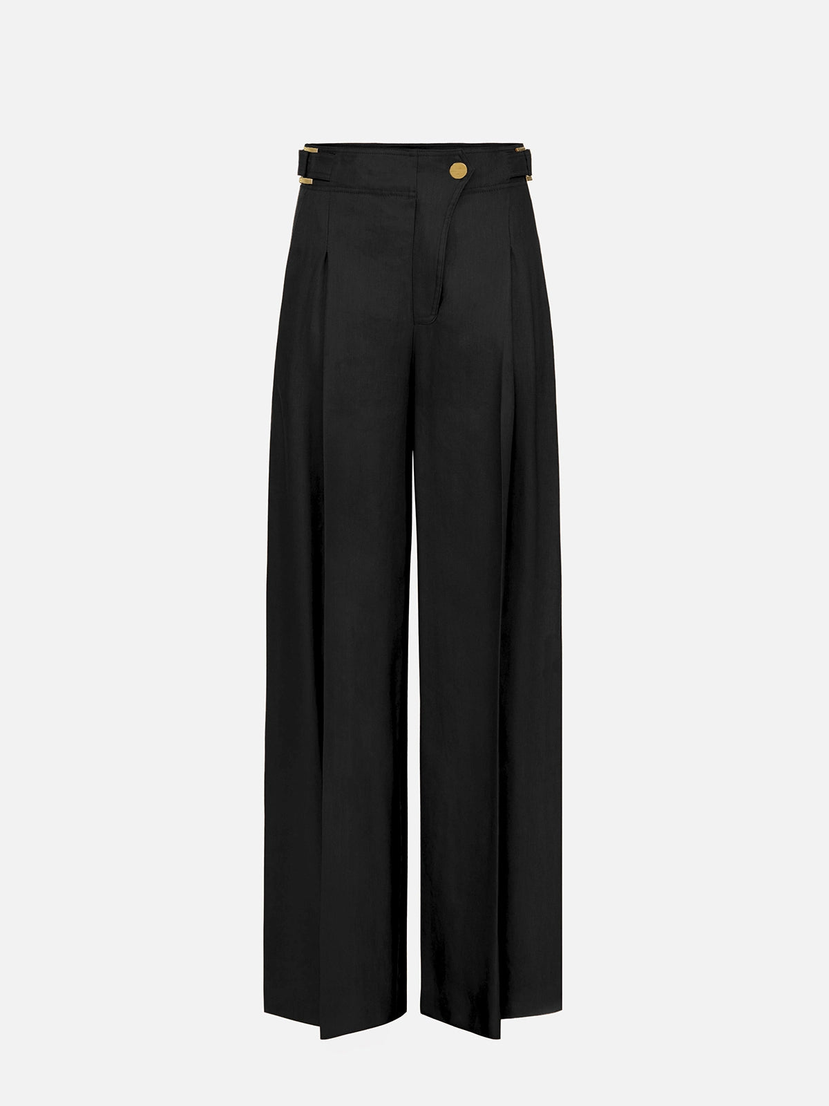 Pantaloni in misto lino con cinturini